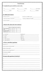 English Worksheet: Can- Abilities