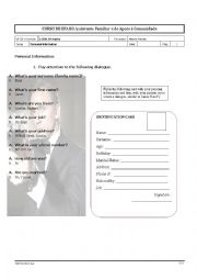 English Worksheet: Personal information.