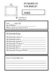 English Worksheet: Introduce Yourself