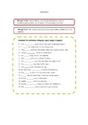 English Worksheet: Modal verbs - can and must