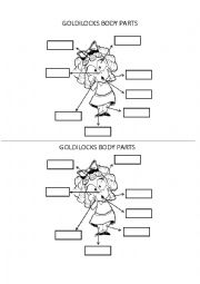 English Worksheet: goldilocks body parts