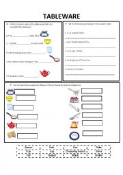 English Worksheet: Tableware