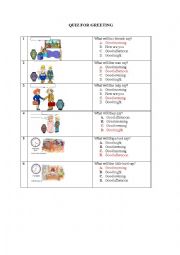 English Worksheet: QUIZ FOR GREETING