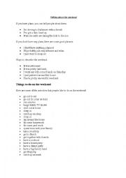 English Worksheet: The Weekend Plans Vocabulary