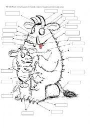 English Worksheet: Gruffalo. Parts of the body