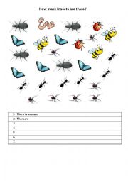 English Worksheet: Theres/there are and insects