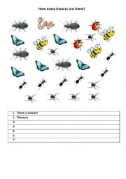 English Worksheet: Theres/there are and insects