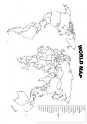 English Worksheet: world map