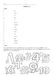 English Worksheet: NUmbers