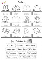 Clothes - cut & paste with sentences