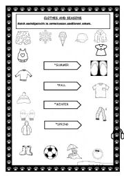 English Worksheet: seasons and clothes