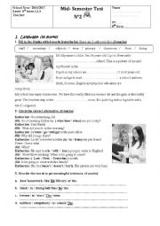 English Worksheet: 8th form Test