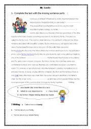 English Worksheet: family relationships