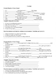 English Worksheet: Future simple or Present Simple