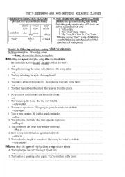 English Worksheet: Relative Clause_Formula and exercise