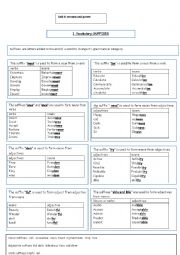 suffixes and words formulation