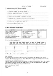 English Worksheet: Review 8 Form