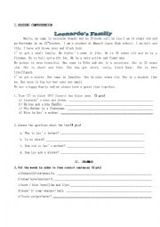English Worksheet: Test on family, body parts and physical description