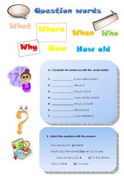 English Worksheet: Question words