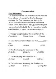 English Worksheet: read and answer