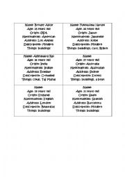 English Worksheet: Name and Nationality Cut Out