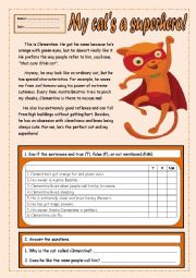 English Worksheet: My cats a superhero!