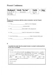 English Worksheet: the present continuous exercise