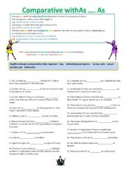 English Worksheet: As ...Comparative ... As - worksheet and cards