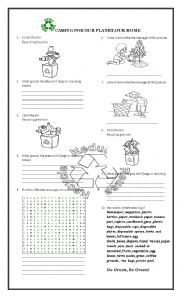 English Worksheet: Caring for our planet,our home