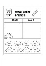 English Worksheet: Short E, Long E