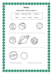 English Worksheet: Planets