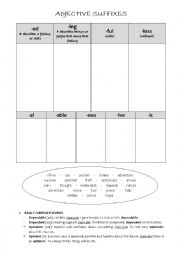 English Worksheet: adjective suffixes