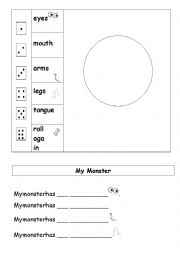 English Worksheet: Parts of the Body (Dice game)