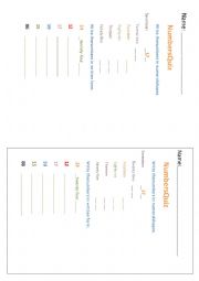 English Worksheet: numbers writing quiz