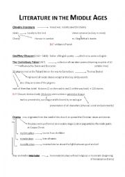 English Worksheet: Literature in the Middle Ages