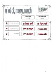 English Worksheet: Quantifiers - chart