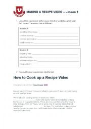English Worksheet: How to make a recipe video