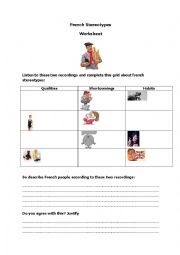 English Worksheet: French Stereotypes