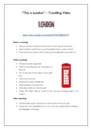 English Worksheet: London Travelling Video Worksheet 