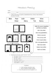 English Worksheet: Family handout