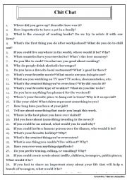 English Worksheet: Chit Chat