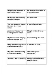 English Worksheet: Matching activity Simple past vs Past progressive