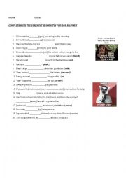 English Worksheet: ING or TO INFINITIVE