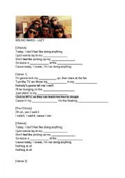 English Worksheet: Lazy - Bruno Mars