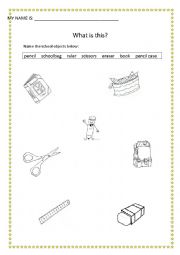 English Worksheet: School Objects