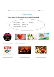 English Worksheet: Celebrations