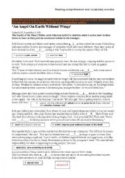 English Worksheet: Reading comprehension and vocabulary exercise