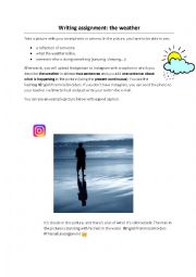 English Worksheet: Instagram task the weather and present continuous