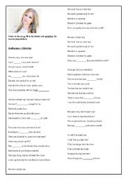 English Worksheet: Song Worksheet - in, on and at