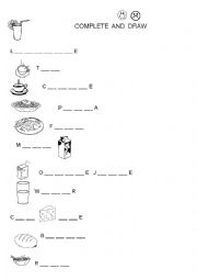 English Worksheet: Complete and draw 